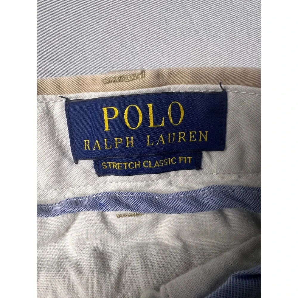 Polo Ralph Lauren Mens 36 Khaki Stretch Classic Fit Chino Shorts Cotton Blend